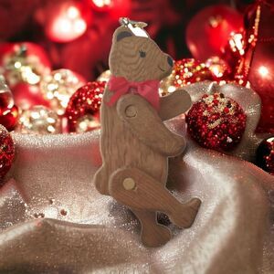 Midwest Wood Jointed Bear Ornament Wooden Christmas Rustic Farmhouse Country Vtg